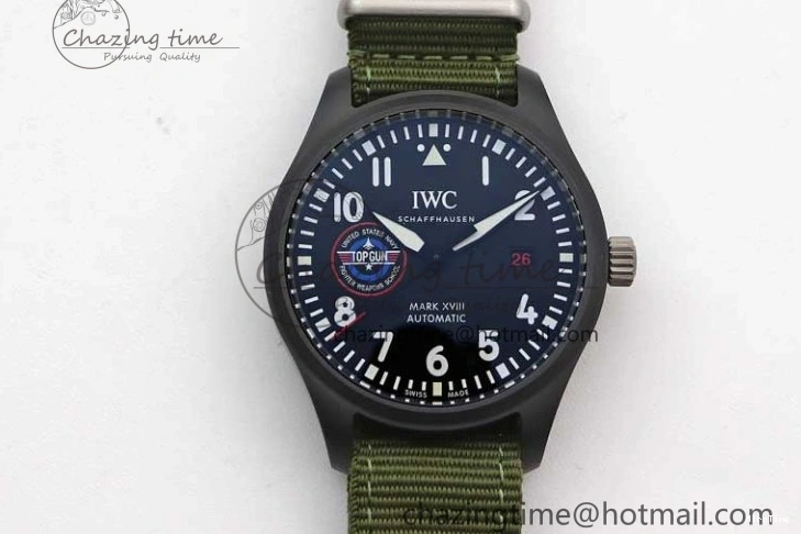 MIROTIME 0304 Packable Mark XVIII ‘TOPGUN SFTI’ Ceramic M+F Best Edition Black Dial on Green Nylon Strap 7048